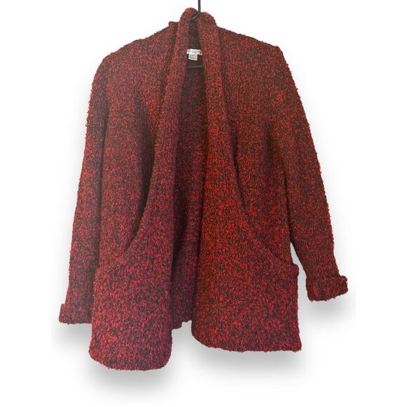 Christopher & Banks Womens Chunky Red Open Front Popcorn Sweater sz M Minimalist - Picture 2 of 4